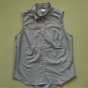 J.Crew Navy & White Striped Collared Top